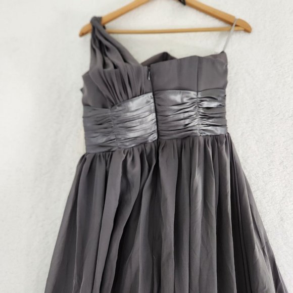 Prom Dress Bridesmaid One Shoulder Gray Women's Size 6 - Picture 6 of 8